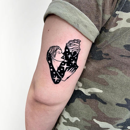 Blackwork Galaxy Lovers Tattoo - Deanna Lee