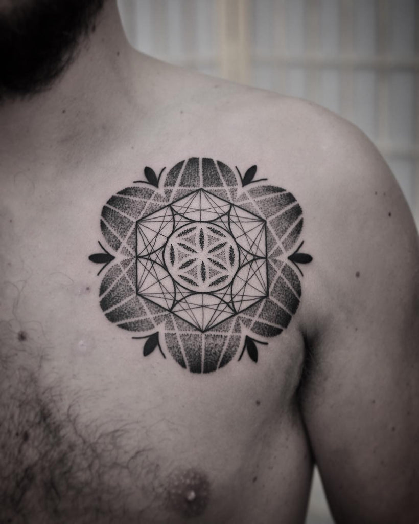 sacred geometry tattoo chest
