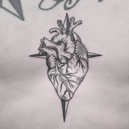 Etching Style Heart Tattoo - Wade Johnston