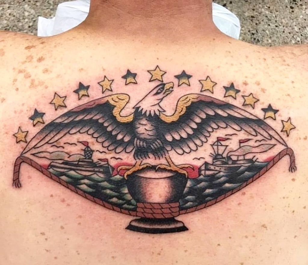 realistic eagle chest tattoo