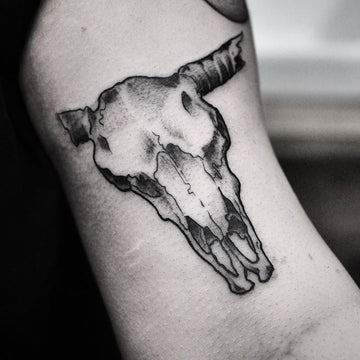 Minimalistic Fineline bull skull Tattoo by Pablo Morte