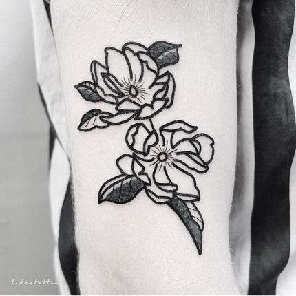 Floral Backwork Tattoo By Deanna Lee