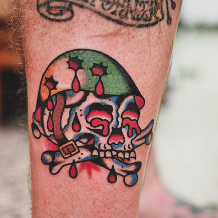 American Traditional Skull Tattoo - Lachie Grenfell