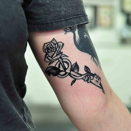 Key and Rose Flash Tattoo - Deanna Lee