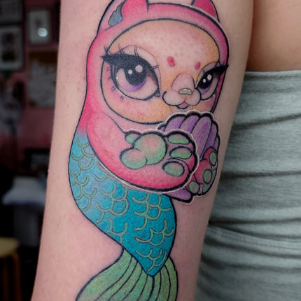 Kawaii Mermaid Cat Tattoo by Noodle-Chu Osaurus