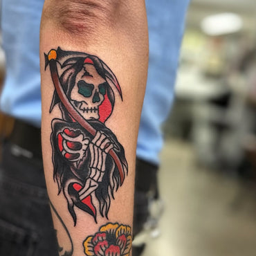Traditional Grim Reaper Tattoo By Lewis Hssey