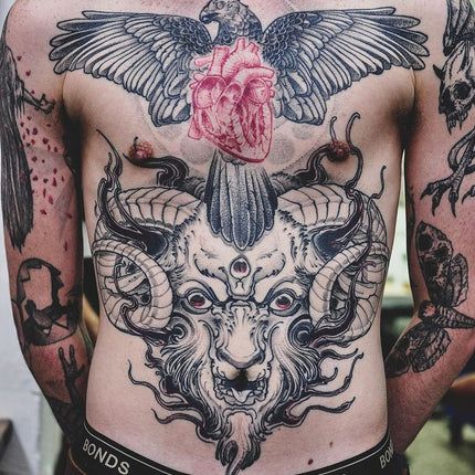 Black Work Chest/Stomach Tattoo - Adrian Dominic