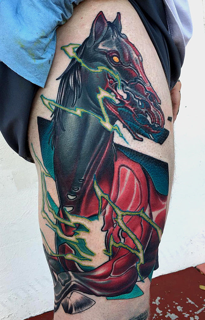 Neo Traditional Horse Tattoo Adrian Dominic Vic Market Tattoo