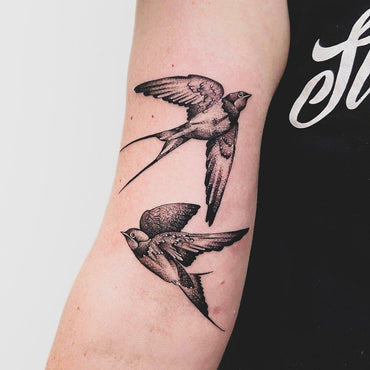 Fine Line Swallows Tattoo - Deanna Lee