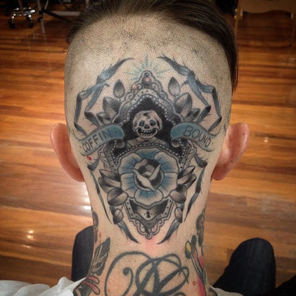 Coffin Bound Head Tattoo