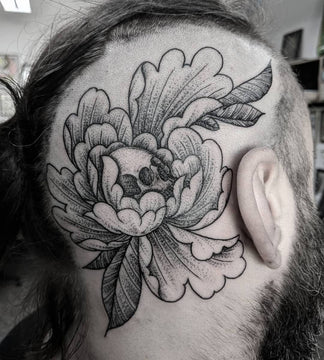 Stippled Head Tattoo by Chris Jones