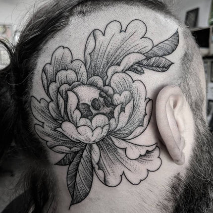 Stippled Head Tattoo by Chris Jones