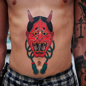 Hannya Mask Stomach Tattoo