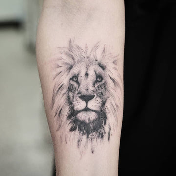 Fine Line Lion Portrait Tattoo By Wade Johnston
