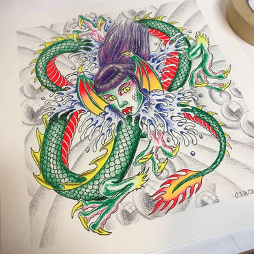 Charlie Lacroix - Serpent Tattoo Flash