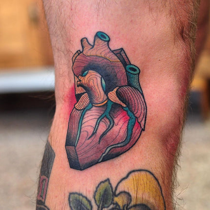 Wooden Heart Tattoo By Wade Johnston