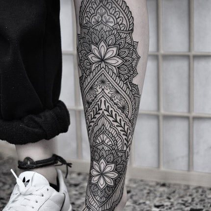 Ornamental Shin Tattoo By Melbourne Tattooist Chris Jones