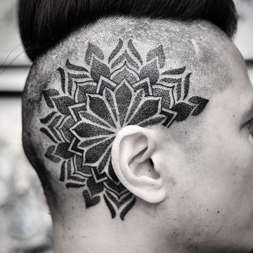 Dotwork Mandala Head Tattoo By Chris Jones