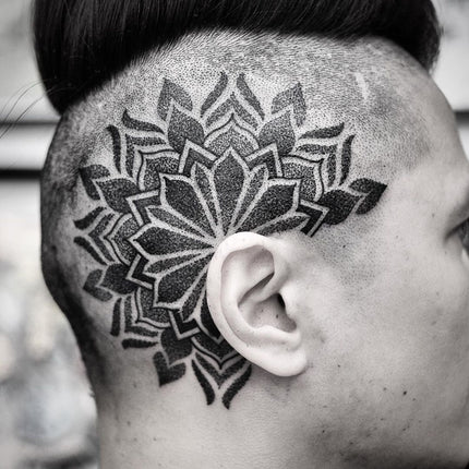 Dotwork Mandala Head Tattoo By Chris Jones