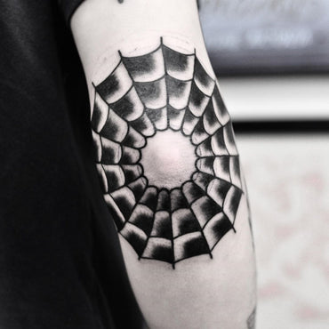 Spider Web Elbow Tattoo By Mark Lording