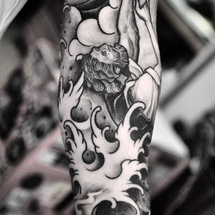 Close up of a Religious Sleeve finished