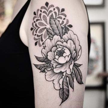 Dotwork Mandala and Flower Tattoo By Chris Jones