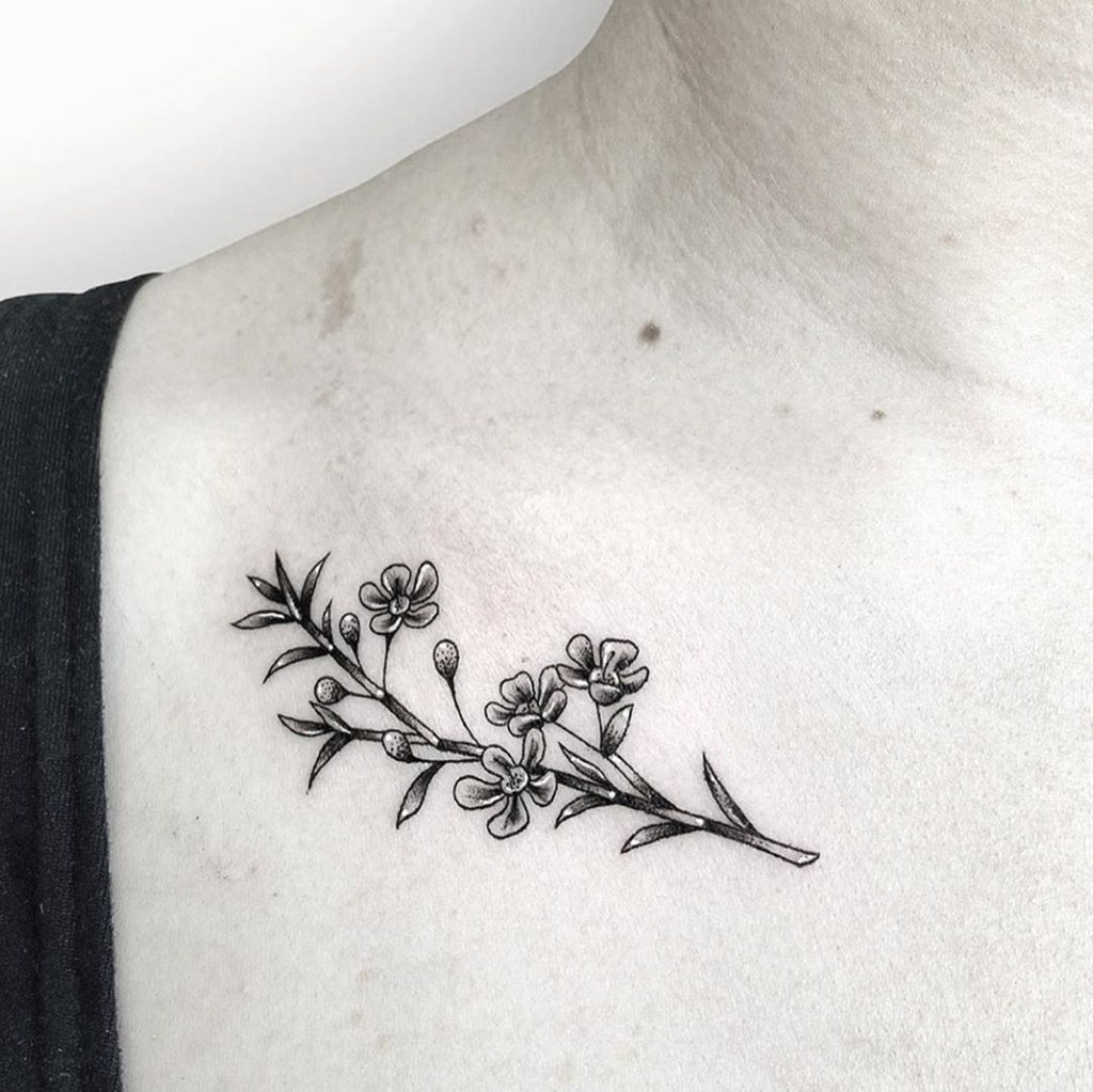 Fine Line Flora Tattoo - Deanna Lee – Vic Market Tattoo