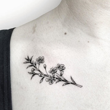 Fine Line Flora Tattoo - Deanna Lee