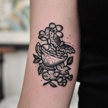 Butterfly and Teacup Tattoo - Deanna Lee