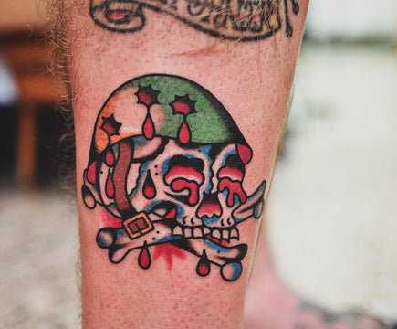 American Traditional Skull Tattoo - Lachie Grenfell