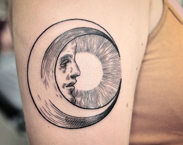 Celestial Crescent Moon Tattoo, by Wade Johnston