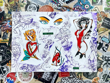 Classic Trad Tattoo Flash Sheet By Lewis Hussey