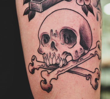 Black and Grey Traditional Skull - Pablo Morte