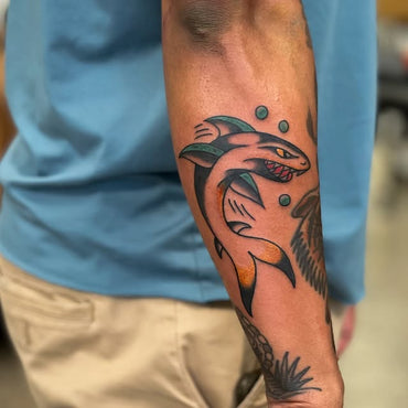 American Tradtional Shark Tattoo By Lewis Hussey