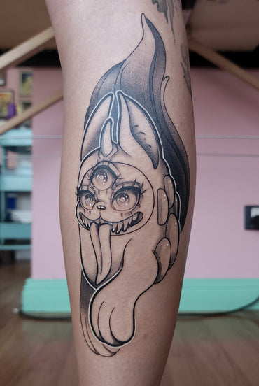 Demon Dawg Tattoo by Melbourne Pop Culture Tattoo Artist, Noodle-Chu Osaurus