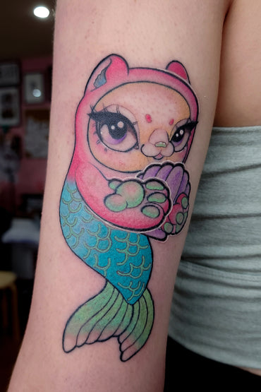 Kawaii Mermaid Cat Tattoo by Noodle-Chu Osaurus