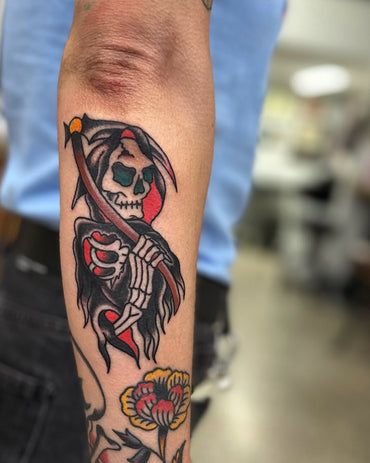Traditional Grim Reaper Tattoo By Lewis Hssey