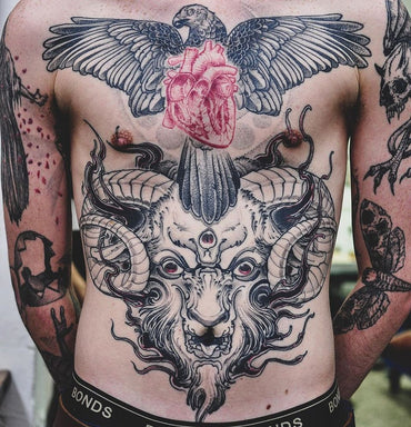 Black Work Chest/Stomach Tattoo - Adrian Dominic