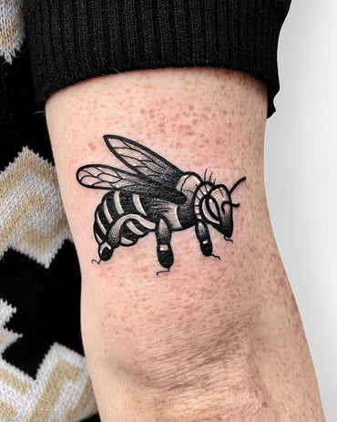 Blackwork Bee Tattoo - Deanna Lee