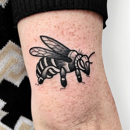Blackwork Bee Tattoo - Deanna Lee