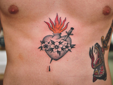 Sacred Heart Sternum Tattoo - Wade Johnston