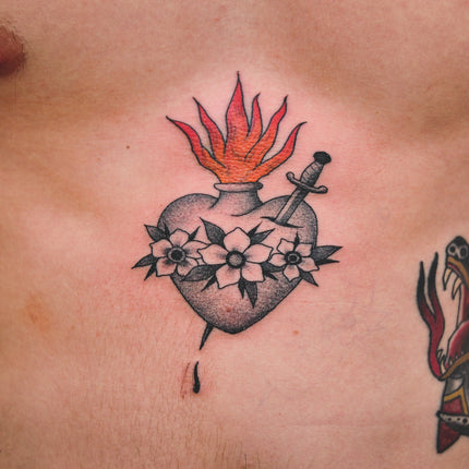 Sacred Heart Sternum Tattoo - Wade Johnston