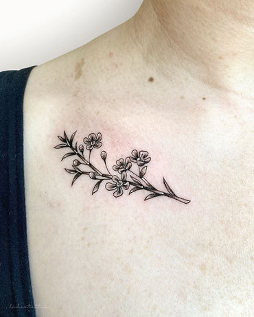 Fine Line Flower Tattoo - Deanna Lee