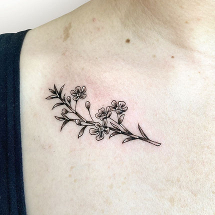 Fine Line Flower Tattoo - Deanna Lee