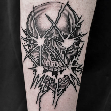 Blackwork Skull Tattoo by Lachie