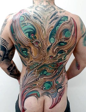 Biomech Full Back Tattoo - Adrian Dominic