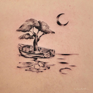 Micro Detail Fine Line Boat Tattoo - Deanna Lee
